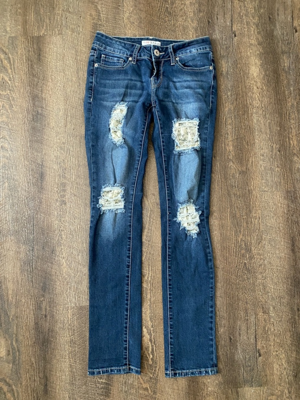 Guess Dark Blue Distressed Skinny Jeans